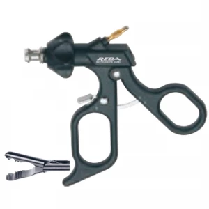 Pensa de prehensiune universala, actiune dubla, atraumatica, zimtata, maner ergonomic uni cu clichet, buton on/off, cu HF, pivotant, demontabil, falci 17.5mm, D5mm,  L360mm