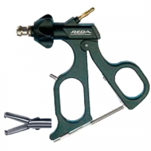 Pensa de prehensiune, actiune dubla, atraumatica, maner ergonomic uni cu clichet, maneta on/off, cu HF, pivotant, demontabil, 2x4 dinti, falci 13mm, D5mm,  L330mm