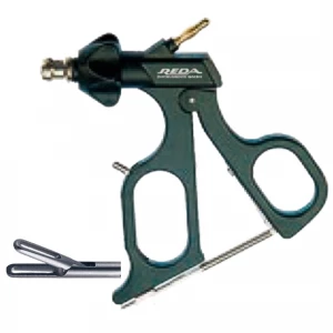 Pensa de prehensiune DUCK-BILL, actiune singulara, fenestrata, maner ergonomic uni cu clichet, maneta on/off, pivotant, demontabil, falci 15mm, D5mm,  L330mm