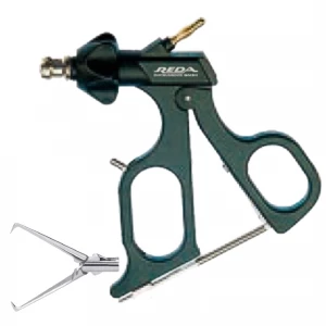 Pensa col uterin, actiune dubla, maner ergonomic cu clichet, maneta on/off, cu HF, pivotant, demontabil, 1x1 dinti, falci 22mm, D5mm,  L330mm