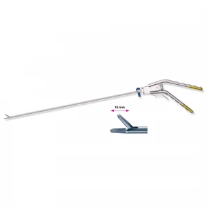 Portac, cu TC, dinti transversali, maner axial unghiular, cu clichet, conexiune LL, falci 15mm, D5mm, L330mm,  drept
