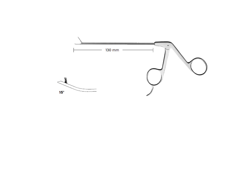 Perforator artroscopie, curb 15grd in sus, maner standard cu suport degete, varf 6x2mm, D3.5mm, L130mm 