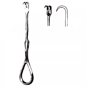 Retractor VOLKMANN, L11.5cm,  ascutit, 2 dinti