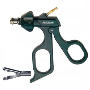 Pensa de prehensiune universala, actiune dubla, atraumatica, zimtata, maner ergonomic uni fara clichet, cu HF, pivotant, demontabil, falci 17.5mm, D5mm,  L330mm