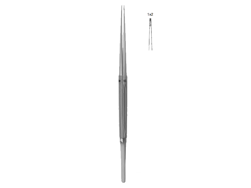 Pensa microchirurgie, cu diamant, dreapta, 1x2 dinti, varf 0.4mm, L18cm 