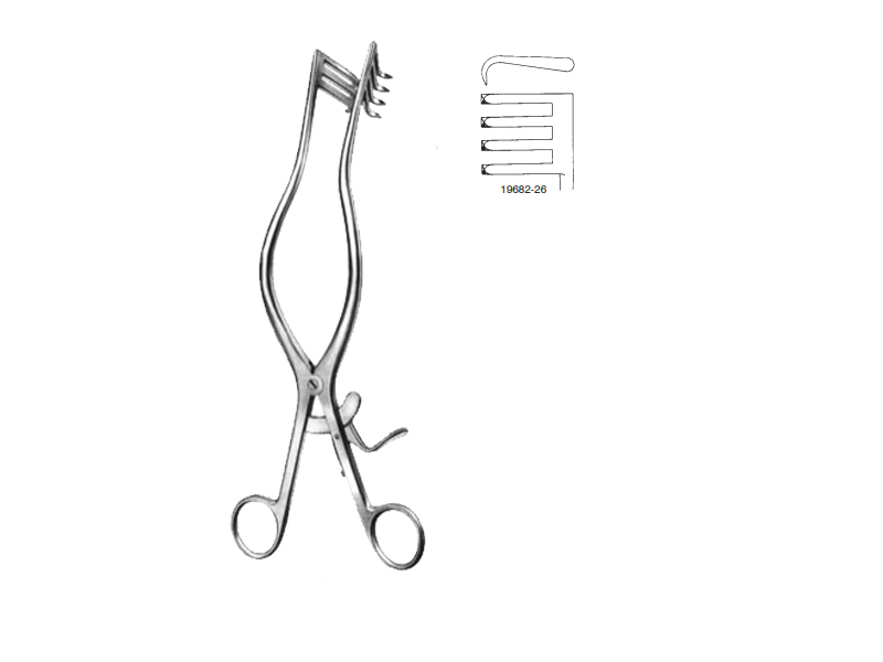 Retractor ADSON, 80mm, L26.5cm,  ascutit