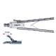 Portac, cu TC, curb stanga, maner axial drept, cu clichet, cu HF, pivotant, demontabil, falci 11mm, D5mm,  L330mm