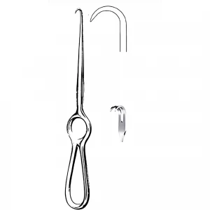Retractor VOLKMANN, L21.5cm,  semi-ascutit, 2 dinti