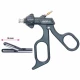 Pensa de prehensiune DUCK-BILL, actiune singulara, fenestrata, maner ergonomic uni fara clichet, cu HF, pivotant, demontabil, falci 15mm, D5mm,  L360mm
