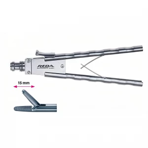 Portac, cu TC, drept, maner axial drept, cu clichet, cu HF, pivotant, demontabil, falci 15mm, D5mm, L360mm 