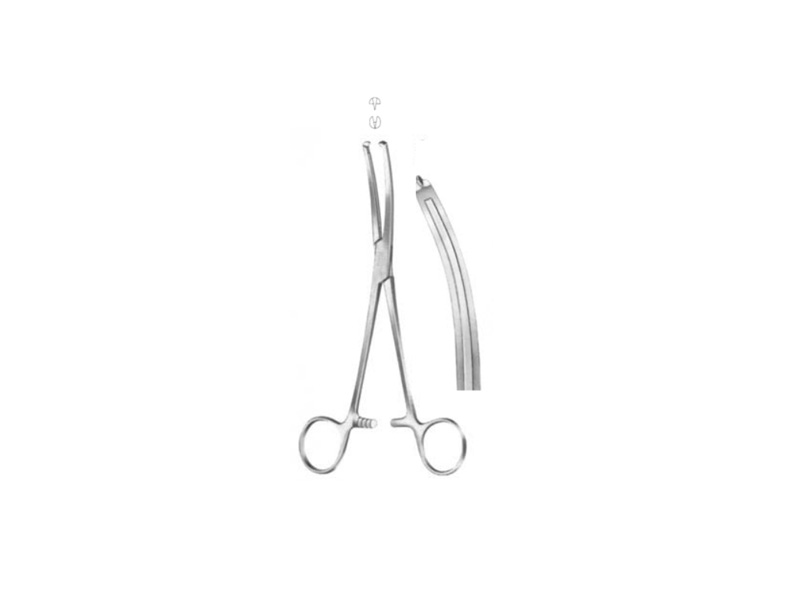 Pensa histerectomie MAINGOT, curba, 1x2 dinti, L25cm 