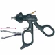 Pensa de prehensiune ALLIS, actiune dubla, atraumatica, dinti distali, maner ergonomic uni cu clichet, buton on/off, cu HF, pivotant, demontabil, falci 29mm, D5mm, L330mm 