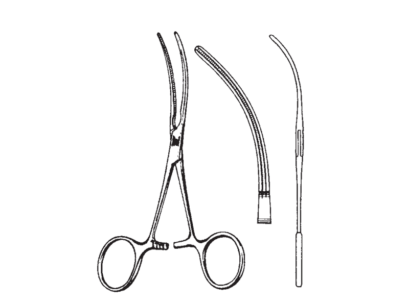 Clema vasculara DE BAKEY, uz pediatric, curba, falci 53mm, L11cm 