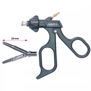Pensa de prehensiune DOLPHIN, cu rezervor, actiune dubla, maner ergonomic uni fara clichet, cu HF, pivotant, demontabil, falci 26mm, D5mm, L330mm 