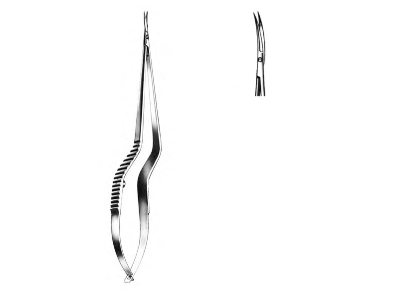 Mirco-foarfeca, forma de baioneta,  varf curbat, L16cm