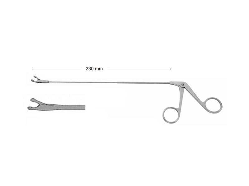 Micro-pensa laringe, tip cupa, L23cm,  dreapta, D2mm