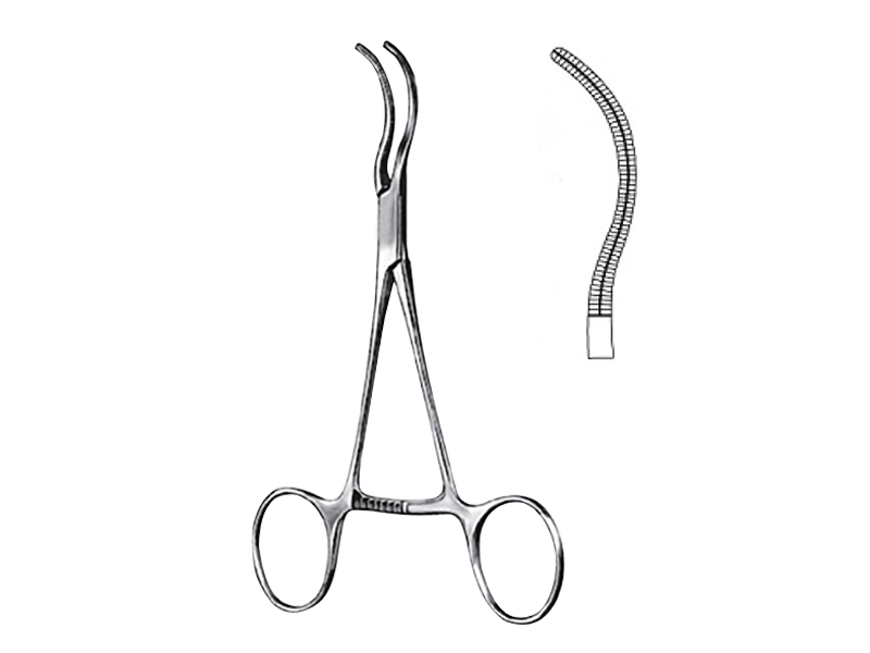 Clema vasculara COOLEY, uz pediatric, curba, L14cm 