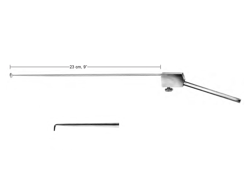 Micro-carlig laringe, unghiular 90grd, varf bont, L23cm 