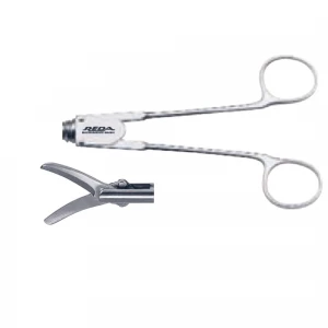 Foarfeca METZENBAUM, actiune dubla, curba, maner axial, fara clichet, falci 17mm, D5mm, L360mm 