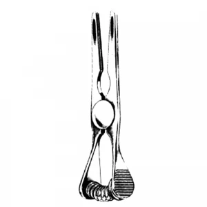 Clema bulldog GLOVER, atraumatica,  curba, L8.5cm