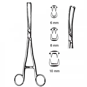 Pensa col uterin MUSEUX, 2x2 dinti, L24cm,  dreapta, 6mm