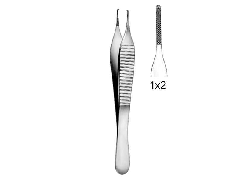 Pensa chirurgicala ADSON, serata, 1x2 dinti, L12cm 