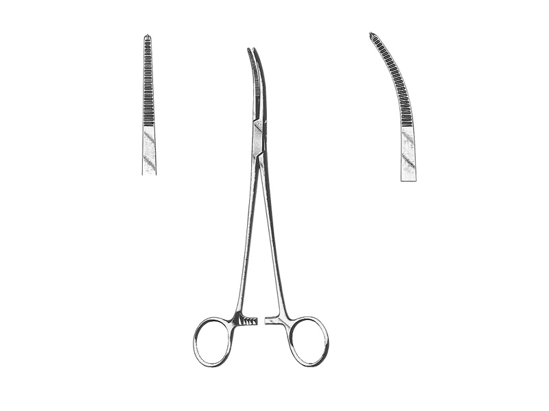 Pensa hemostatica TOENNIS,  dreapta, 1x2 dinti, L21cm