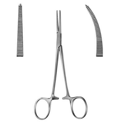 Pensa hemostatica LERICHE,  dreapta, 1x2 dinti, L15cm