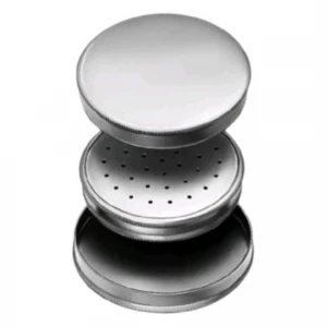 Cutie ace, rotunda, cu cutie interioara perforata, 65x15mm 
