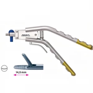 Portac, cu TC, drept, convex/concav, maner axial unghiular, cu clichet, cu HF, pivotant, demontabil, falci 14.5mm, D5mm, L330mm 