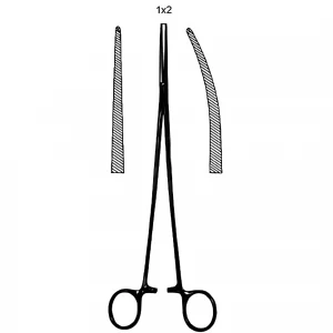 Pensa hemostatica BENGOLEA,  dreapta, 1x2 dinti, L26cm