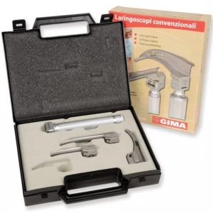 Set laringoscop GIMA cu 3 lame MILLER Nr. 0-1 si MC-INTOSH Nr. 0, pediatric 