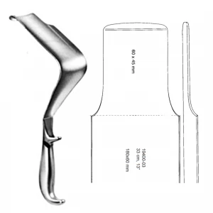 Retractor pelvis ST. MARKS,  drept, varf 60x45mm/180x60mm, L33cm
