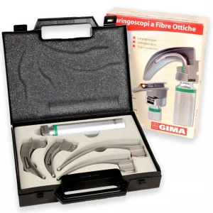 Set laringoscop F.O. GIMA GREEN LED cu 4 lame MC-INTOSH Nr. 1-2-3-4, adult