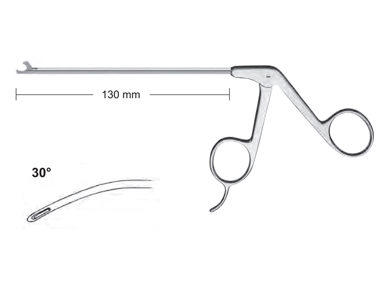 Foarfeca artroscopie HOOK, curba 30grd la stanga, tip carlig, cu maner fara arc, D3.4mm, L130mm 