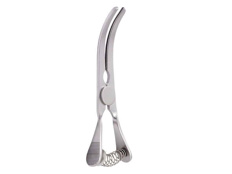 Clema bulldog, titan, atraumatica, L3cm,  pentru artere, curba