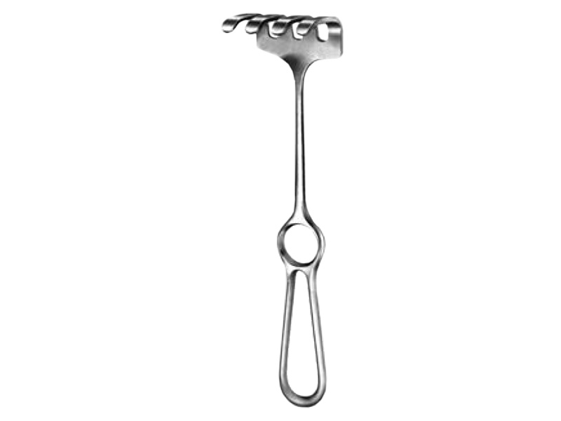 Retractor OLLIER, bont, 4 dinti, L22.5cm 