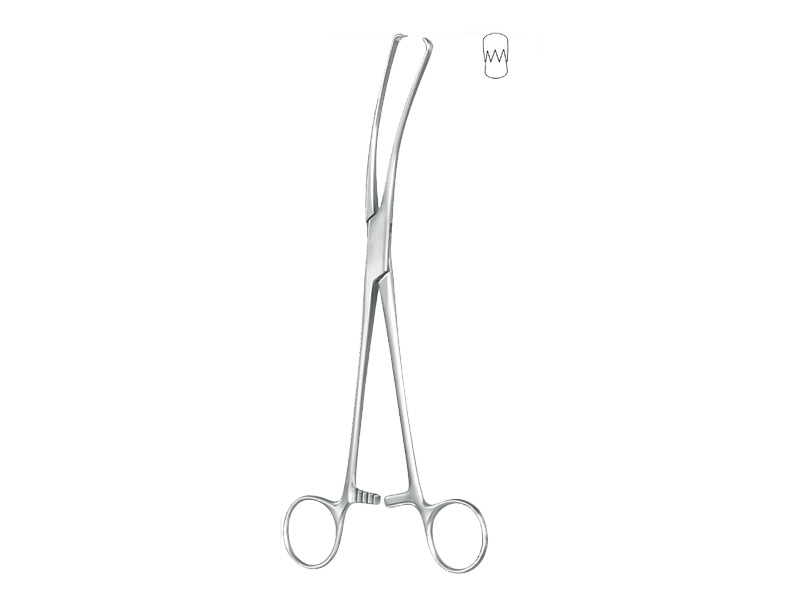 Pensa col uterin TEALE, curba, 3x4 dinti, L23cm 