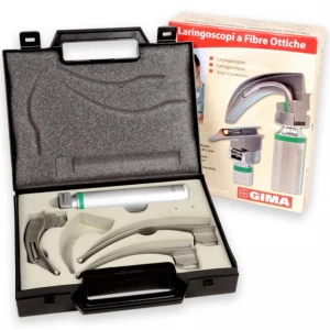 Set laringoscop F.O. GIMA GREEN LED cu 3 lame MC-INTOSH, Nr. 2-3-4, adult,  3.5V, 30000lux