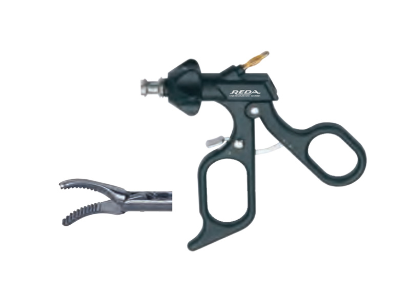 Pensa disectie MARYLAND, actiune dubla, curba, atraumatica, maner ergonomic uni cu clichet, buton on/off, cu HF, pivotant, falci 17.5mm, D5mm,  L330mm