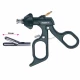 Pensa de prehensiune DUCK-BILL, actiune singulara, fenestrata, maner ergonomic uni cu clichet, buton on/off, cu HF, pivotant, demontabil, falci 15mm, D5mm,  L330mm
