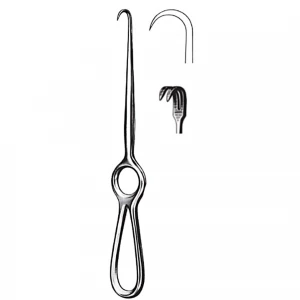 Retractor KOCHER, L22cm,  ascutit, 2 dinti