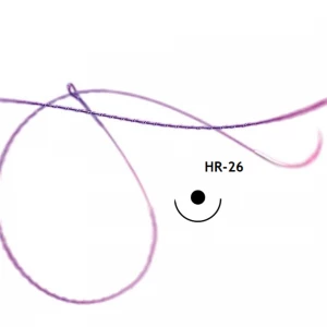 Fir de sutura SERASYNTH LOC, ghimpat, Polidioxanona, resorbabil, monofilament, violet, HR-26mm, USP 2/0, 1x30cm, ac rotund 1/2, set 12buc 