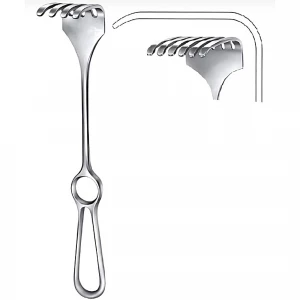 Retractor ISRAEL, bont, L25cm,  6 dinti, 50x60mm