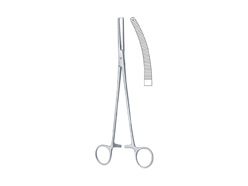 Pensa histerectomie HOLZBACH, 1x2 dinti, L24cm,  curba