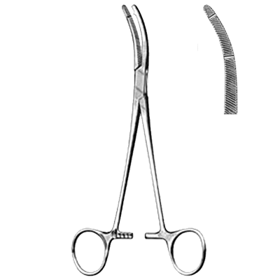 Pensa histerectomie HEANEY, curba,  2 dinti, L20cm