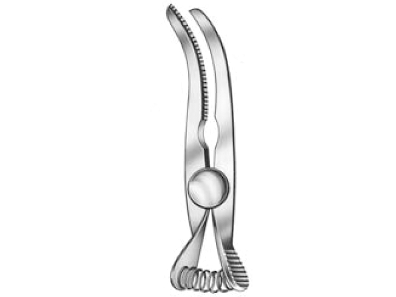 Clema bulldog, curba, atraumatica,  L50mm