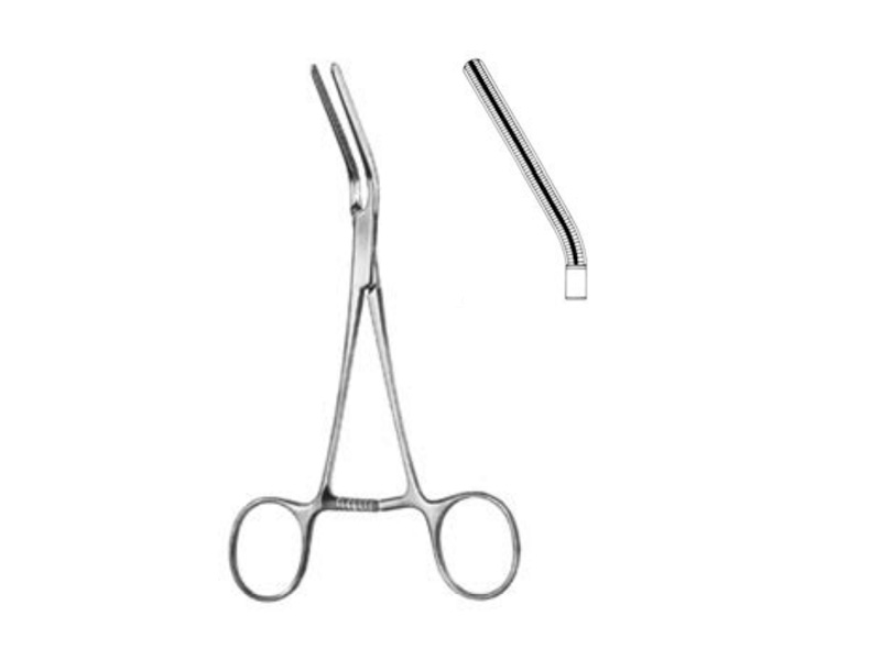 Pensa vasculara DARDIK, curba, atraumatica, unghiulara 30grd, L17cm 