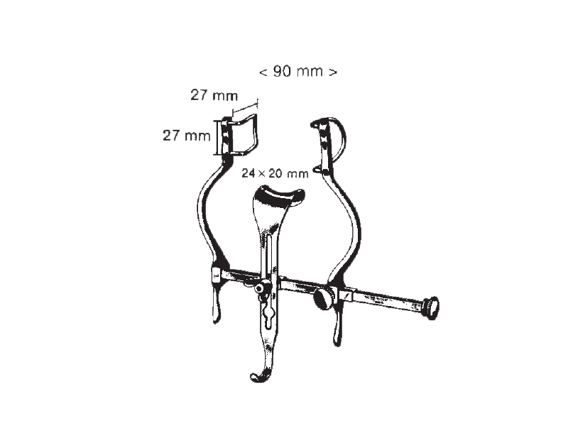 Retractor abdominal, BALFOUR-BABY, deschidere 90mm, lame 72x27mm/24x20mm, L9cm 