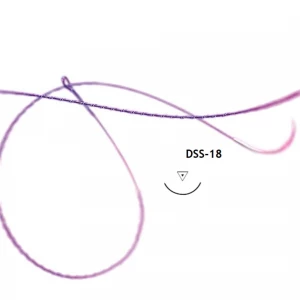 Fir de sutura SERASYNTH LOC, ghimpat, Polidioxanona, resorbabil, monofilament, violet, DSS-18mm, USP 4/0, 1x30cm, ac rotund 3/8, subtire, taiere inversa, set 12 buc 